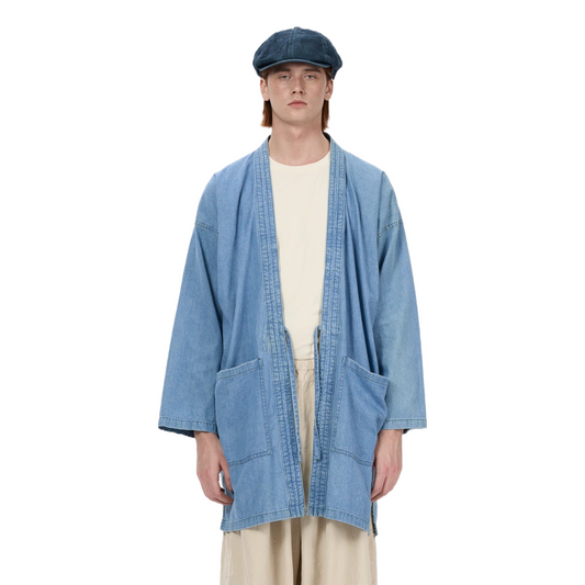 Washed Denim Haori Jacket