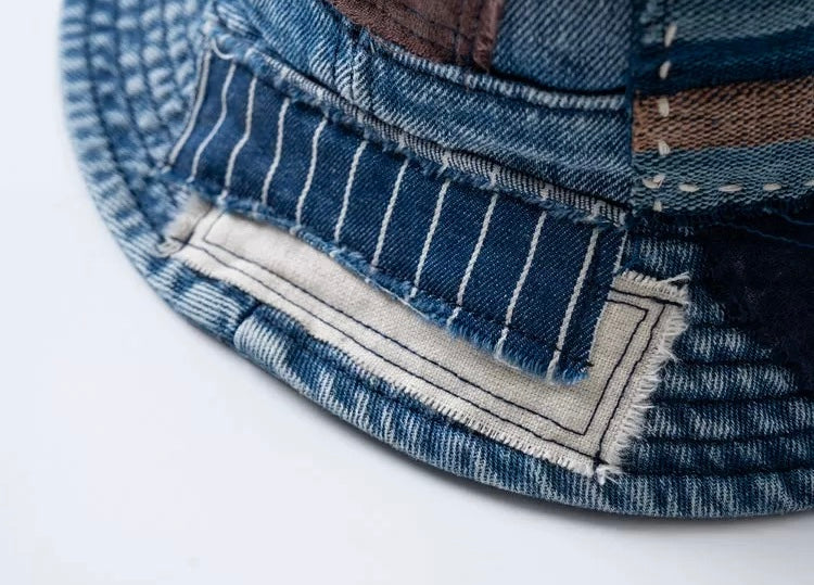 Sashiko Patchwork Bucket Hat