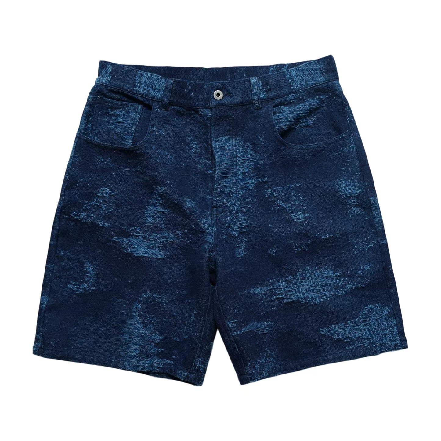 Indigo Boro Textured Patchwork Shorts