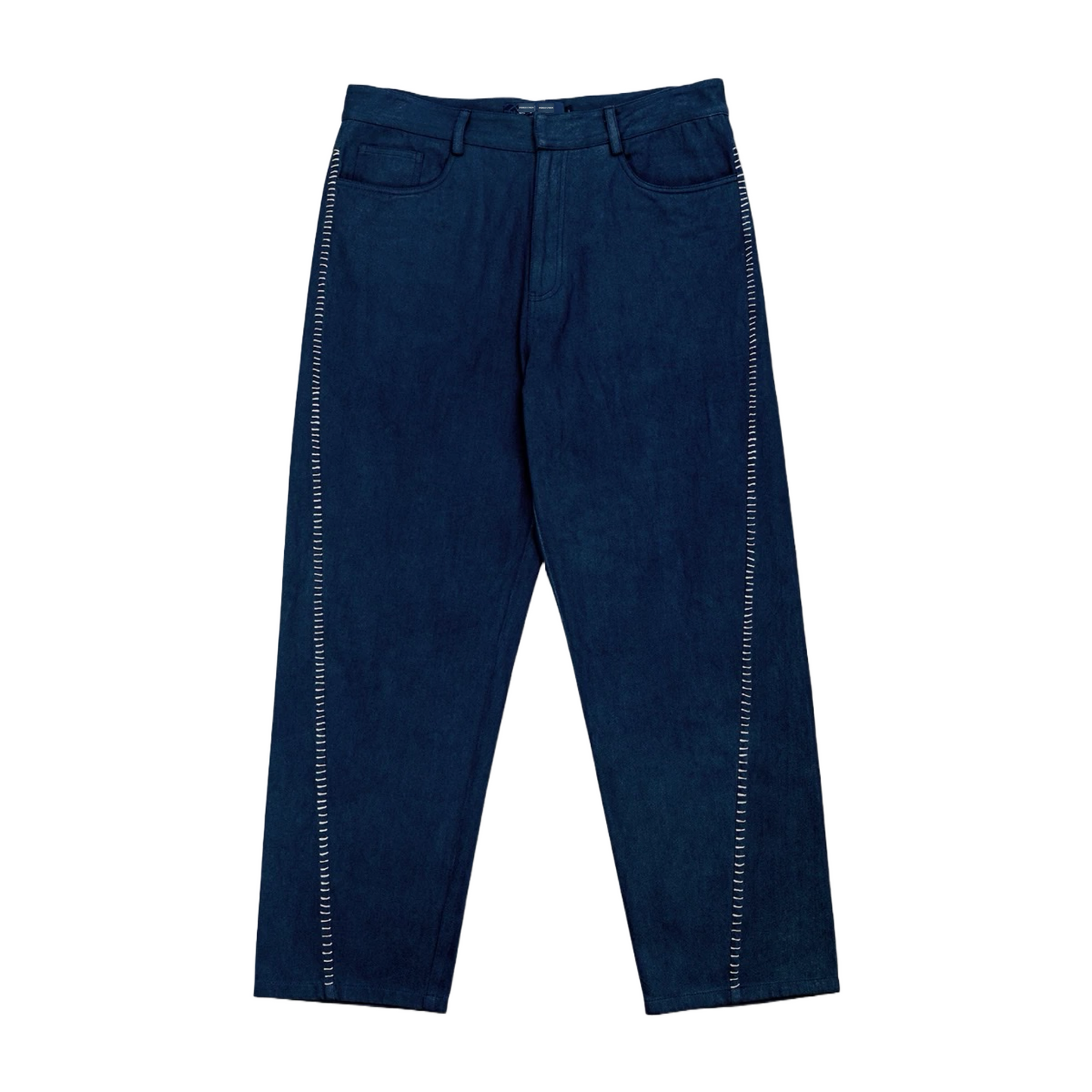 Indigo Dye Twill Sashiko Cropped Pants