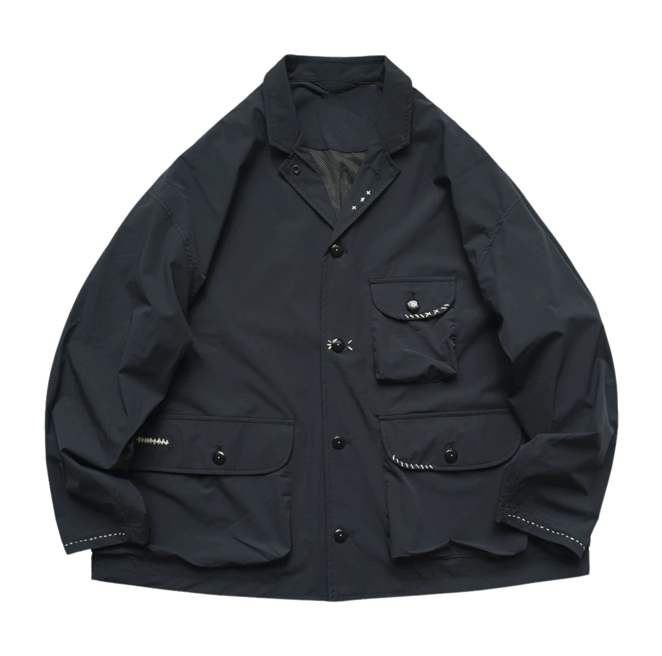 Dark Grey Water-Repellent Sashiko Blazer