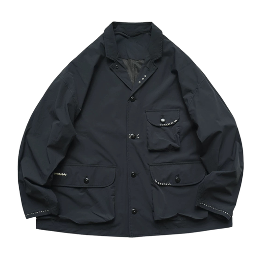 Dark Grey Water-Repellent Sashiko Blazer