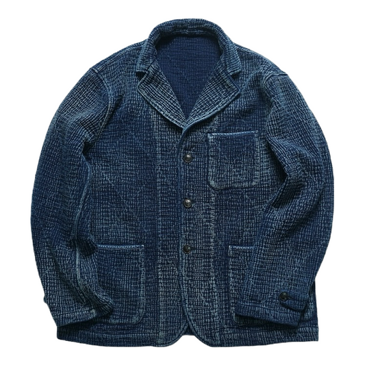 Indigo Dye Sashiko 3 Buttons Blazer Jacket