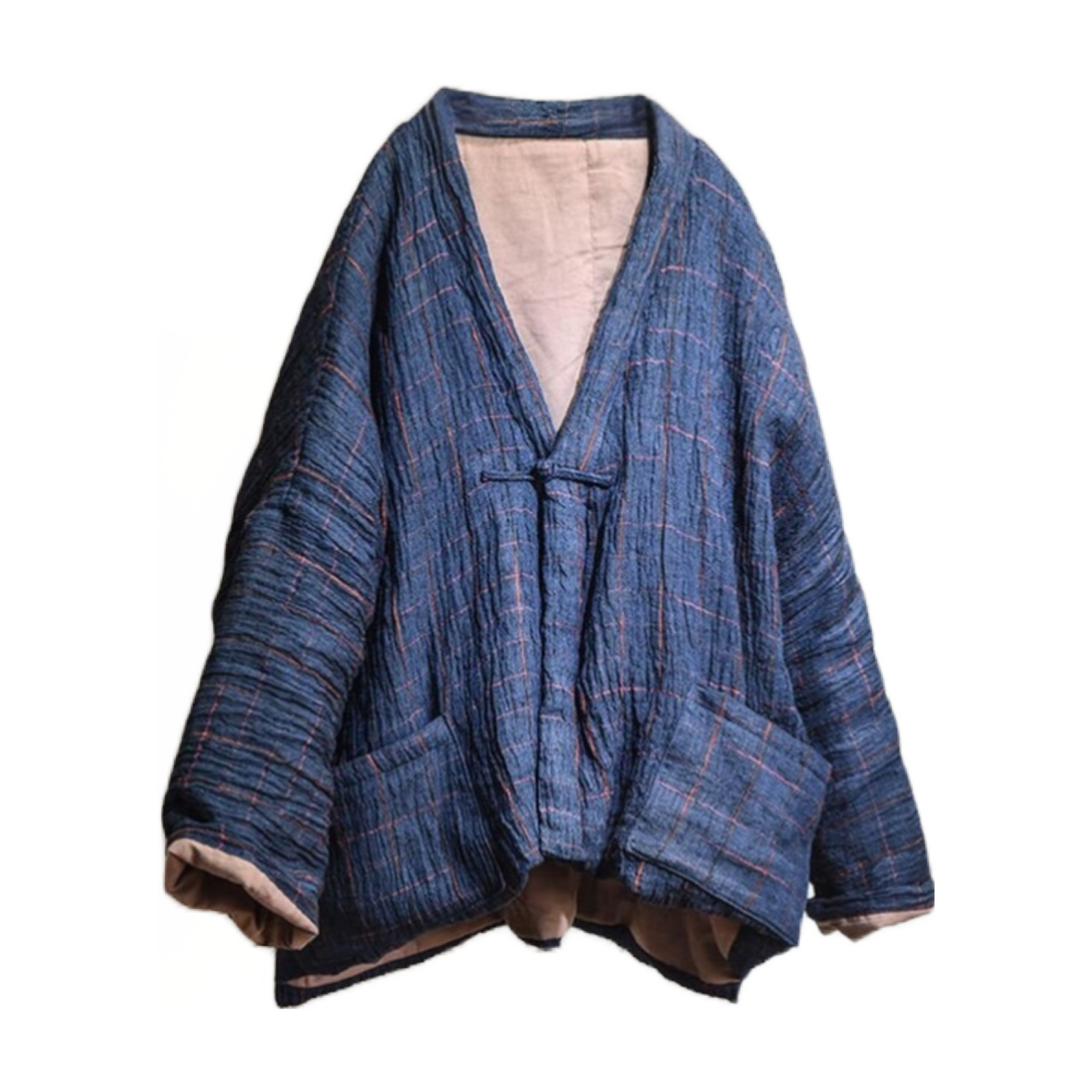 Wrinkles Checked Kimono Jacket