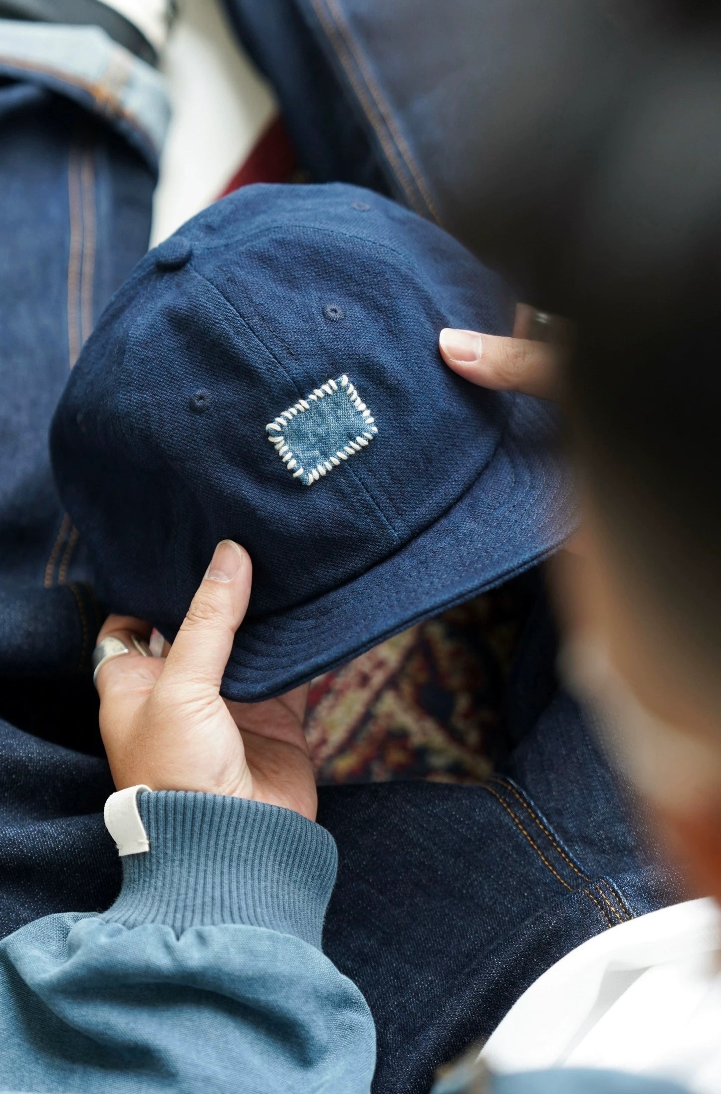 Indigo Dye Sashiko Cap