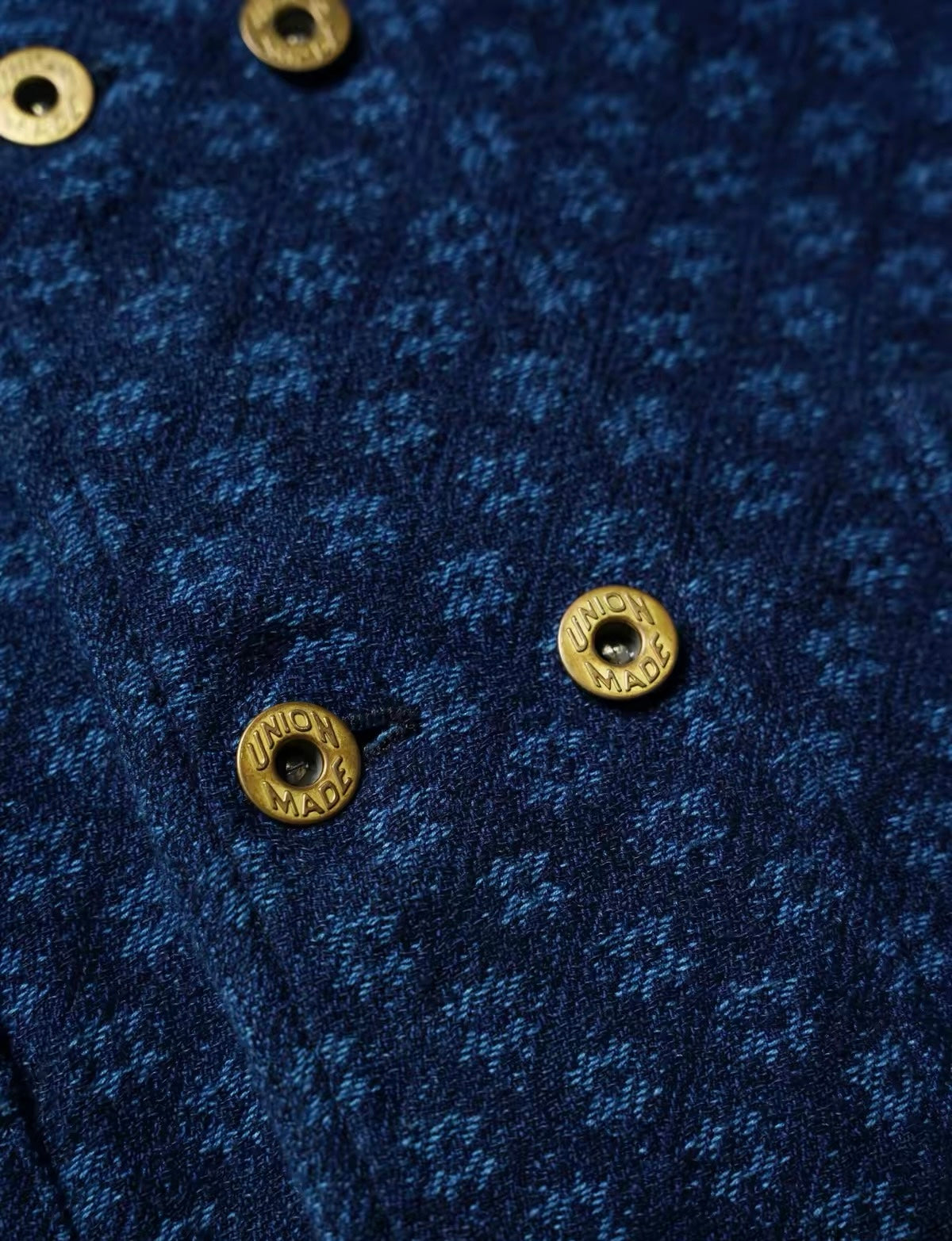 Indigo Dye Octagonal Jacquard Double-Breasted Work Jacket