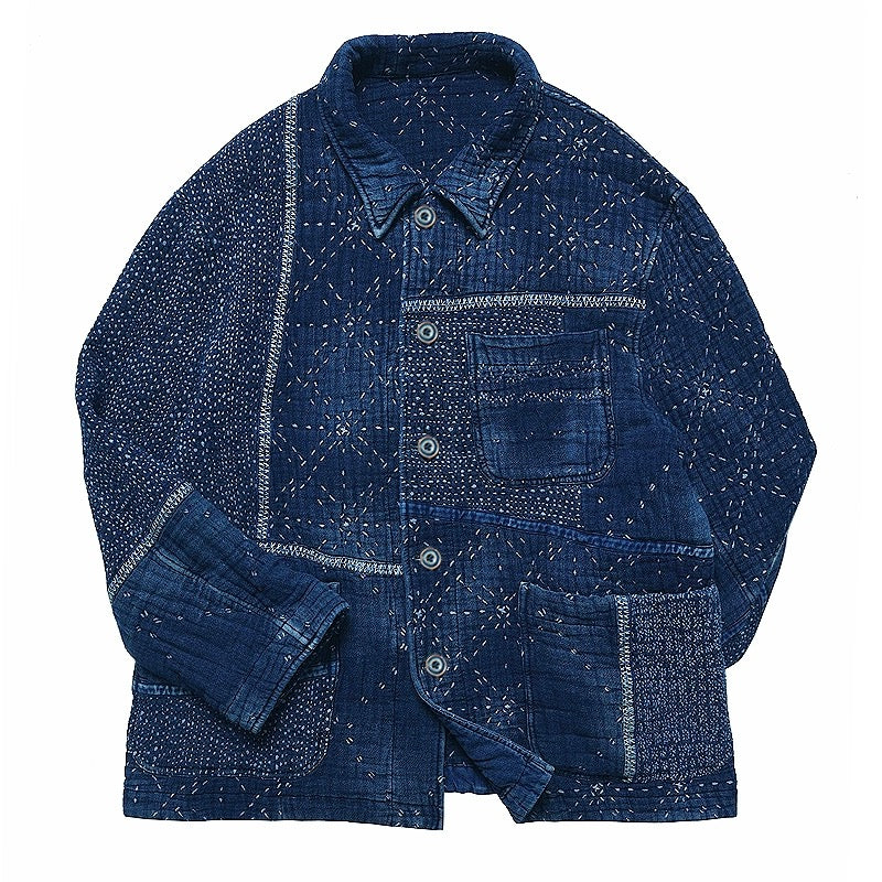 Indigo Dye Patchwork Sashiko Heavyweight Starlight Coat