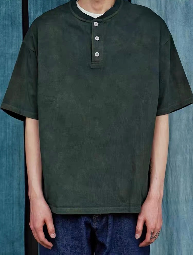 Botanical-Dyed Forest Henley Tee