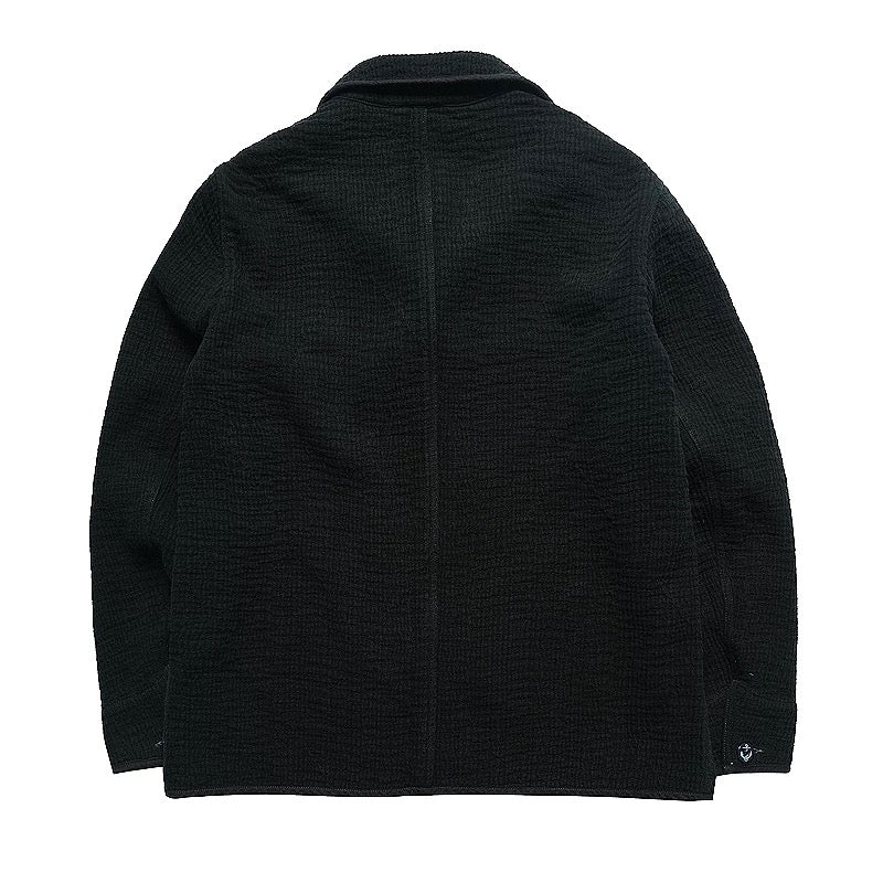 Black Sashiko Double-Breasted Coat