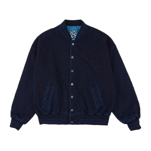 Indigo Dye Baseball Jacket