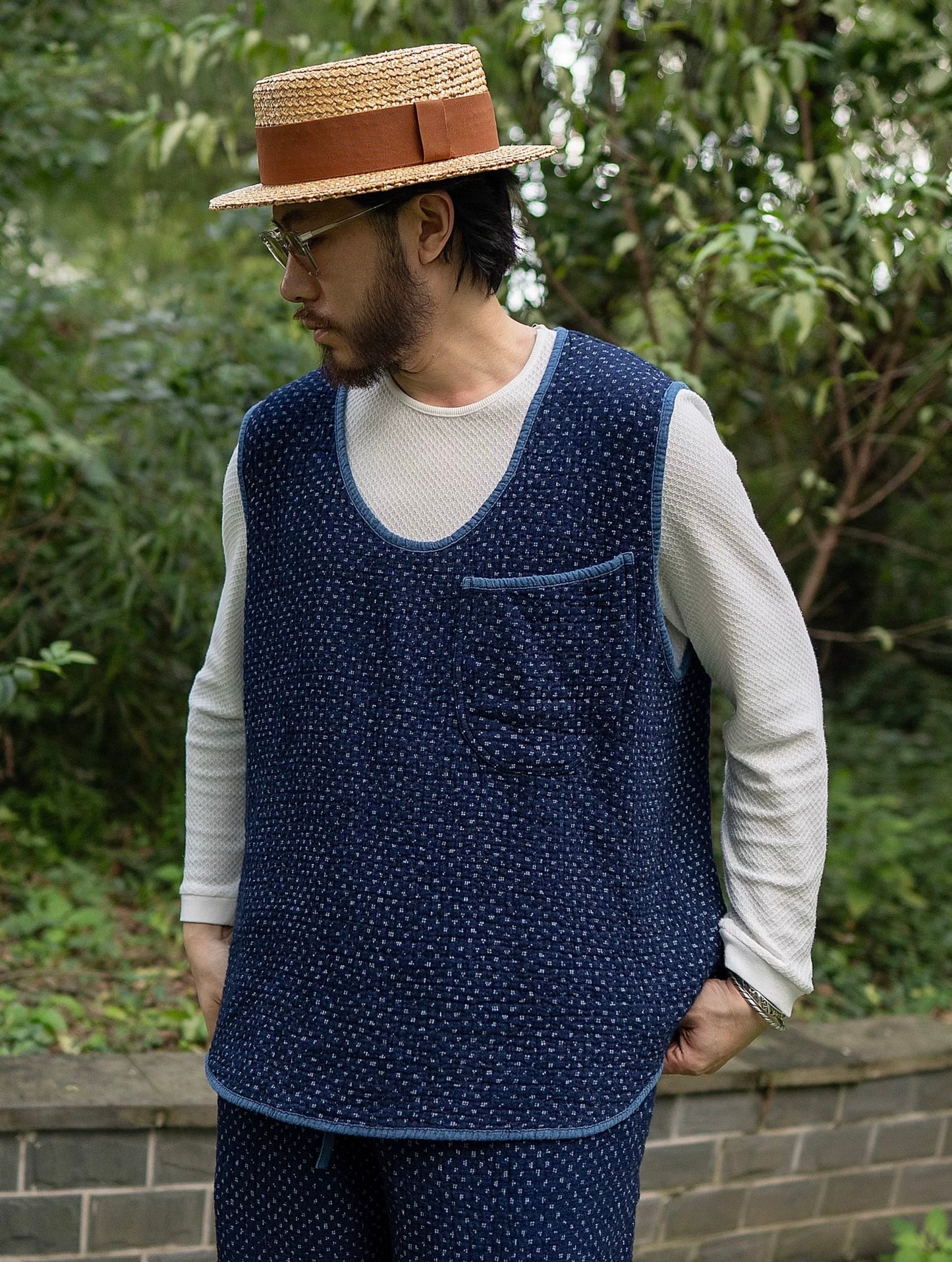 Indigo Dye Sashiko City Vest