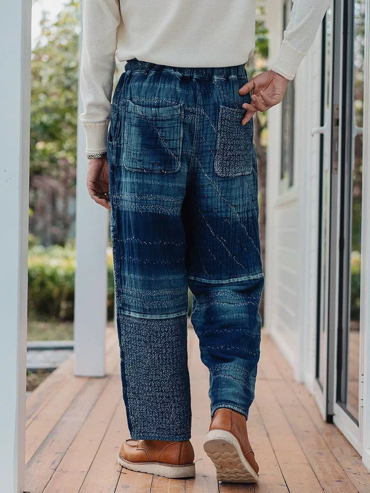 Indigo Dye Sashiko Sakura Pants