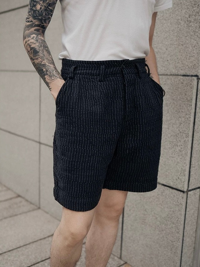 Black Sashiko French Shorts