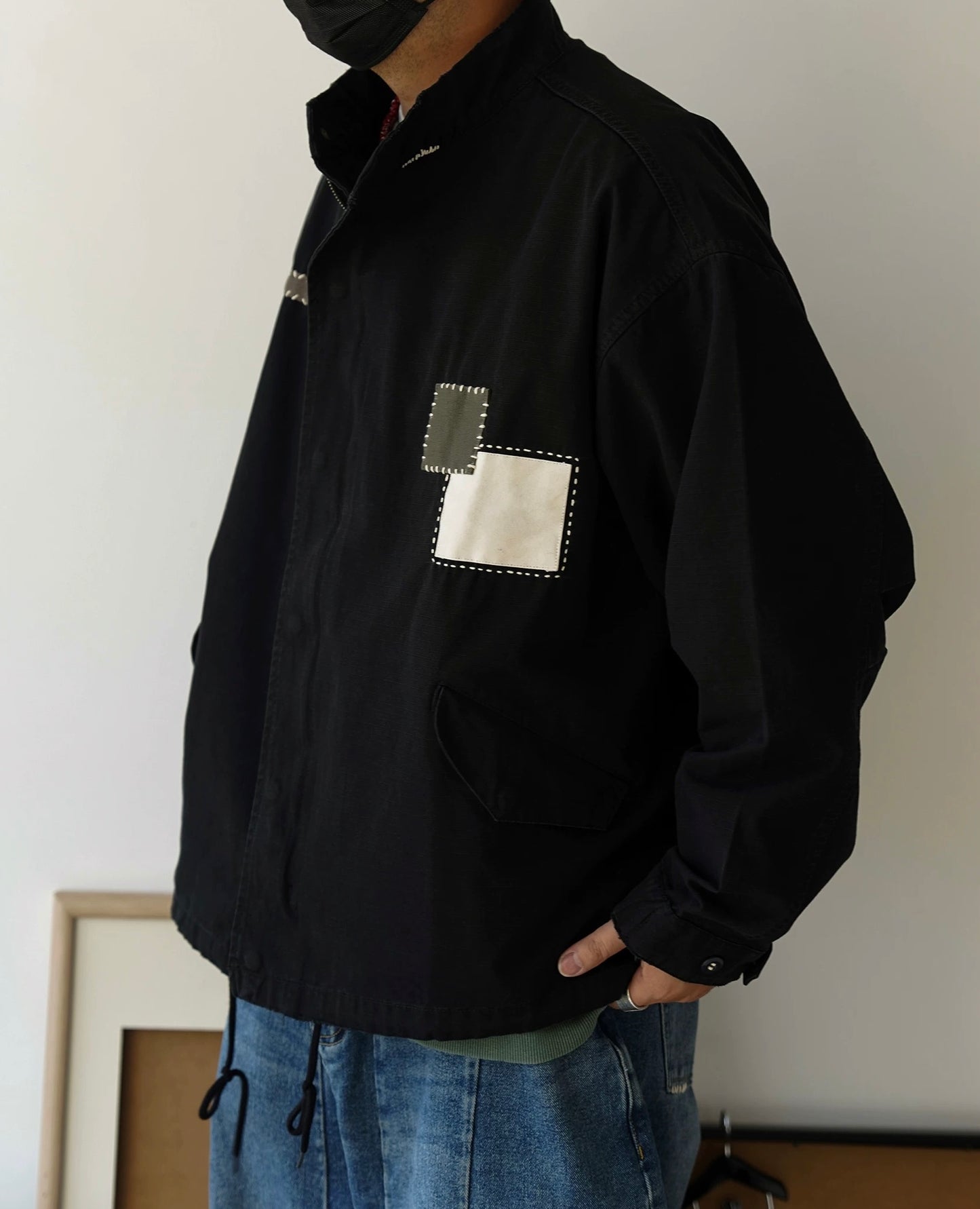 Black Sashiko Patchwork M51 Flight Jacket