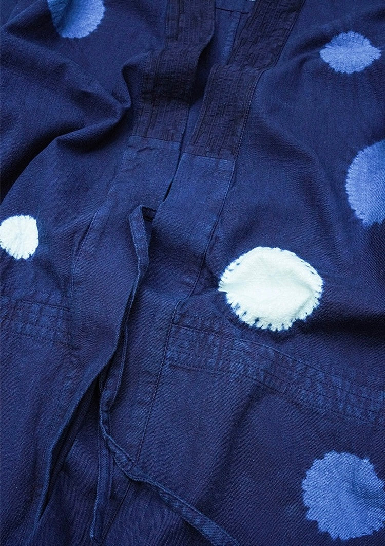 Indigo Tie Dye Dots Haori Jacket