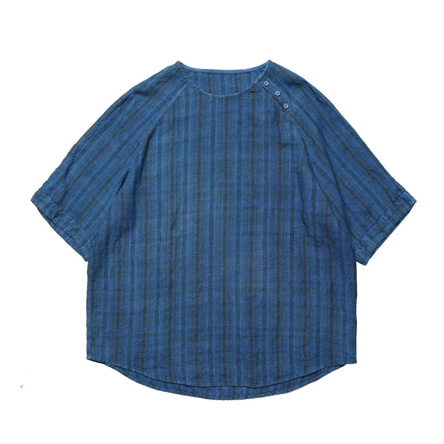 Indigo Dye Checked T-Shirt